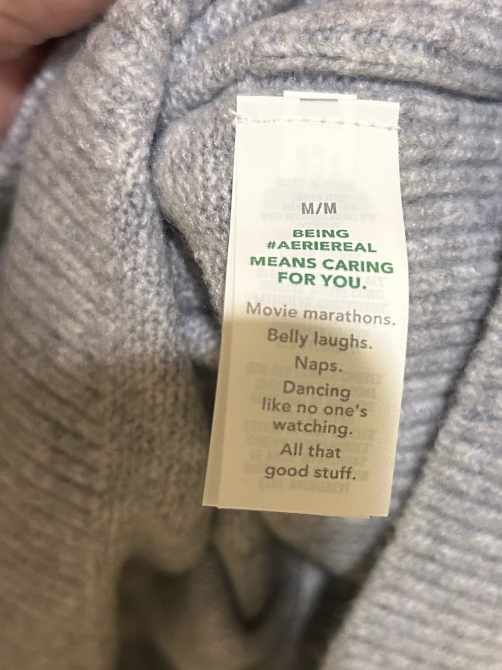 aerie NWT Men’s Gray Crewneck Sweater with Green Stripes Size Medium - Picture 4 of 8